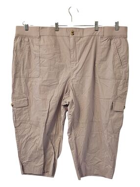 Purple Penningtons Women's Ribbed Waistband Cotton Capri Pants